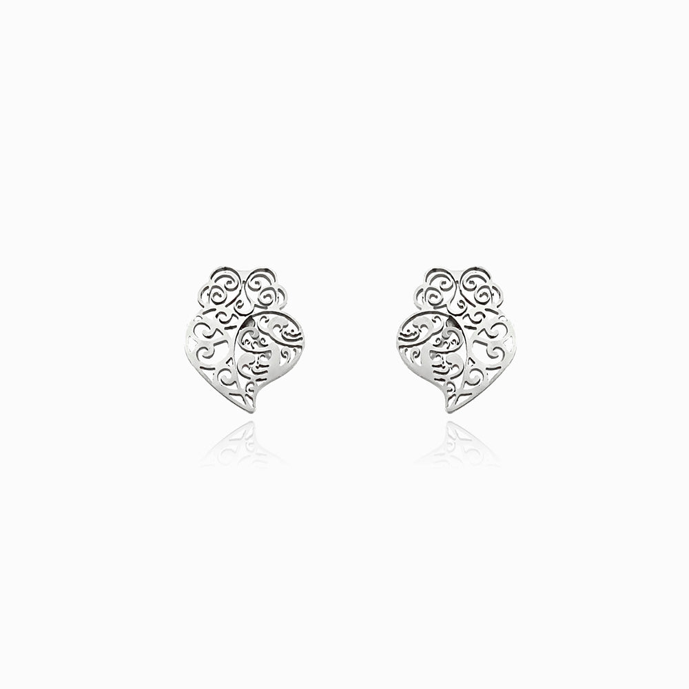 Brincos com Coração de Viana 14x11mm BR1329 - Aço Inox Prateado