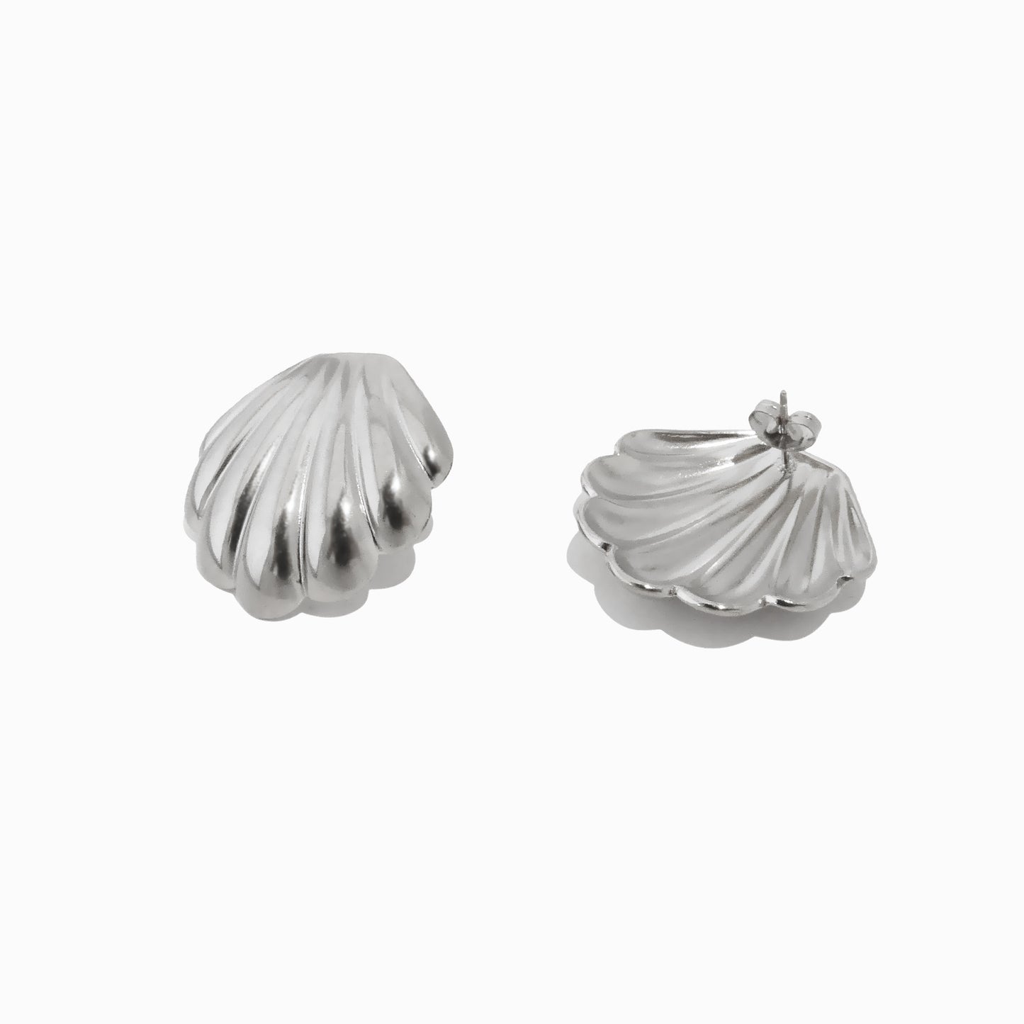Brincos Concha 29x29mm BR1394 - Aço Inox Prateado