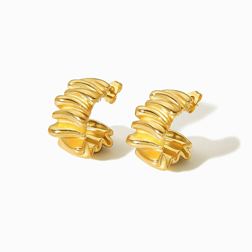 Brincos Geométricos 22x12mm BR1463 - Aço Inox Dourado