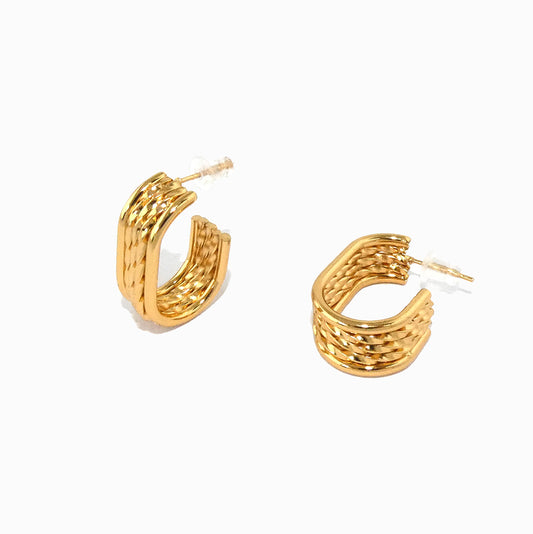 Brincos de Argola 25x18mm BR1407 - Aço Inox Dourado