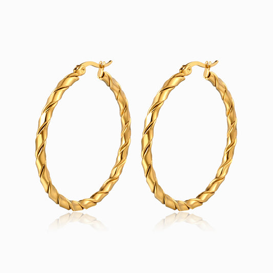 Brincos de Argola 40mm BR1540 - Aço Inox Dourado