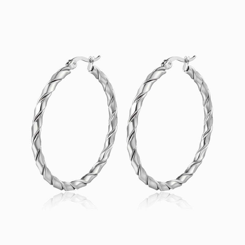 Brincos de Argola 40mm BR1540 - Aço Inox Prateado