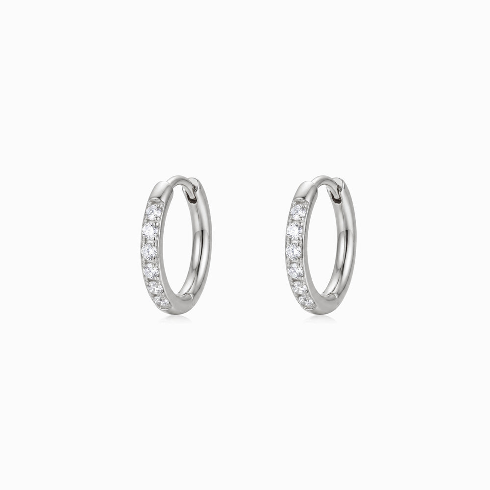 Brincos de Argola com Zircónia 10mm BR3069 - Aço Inox