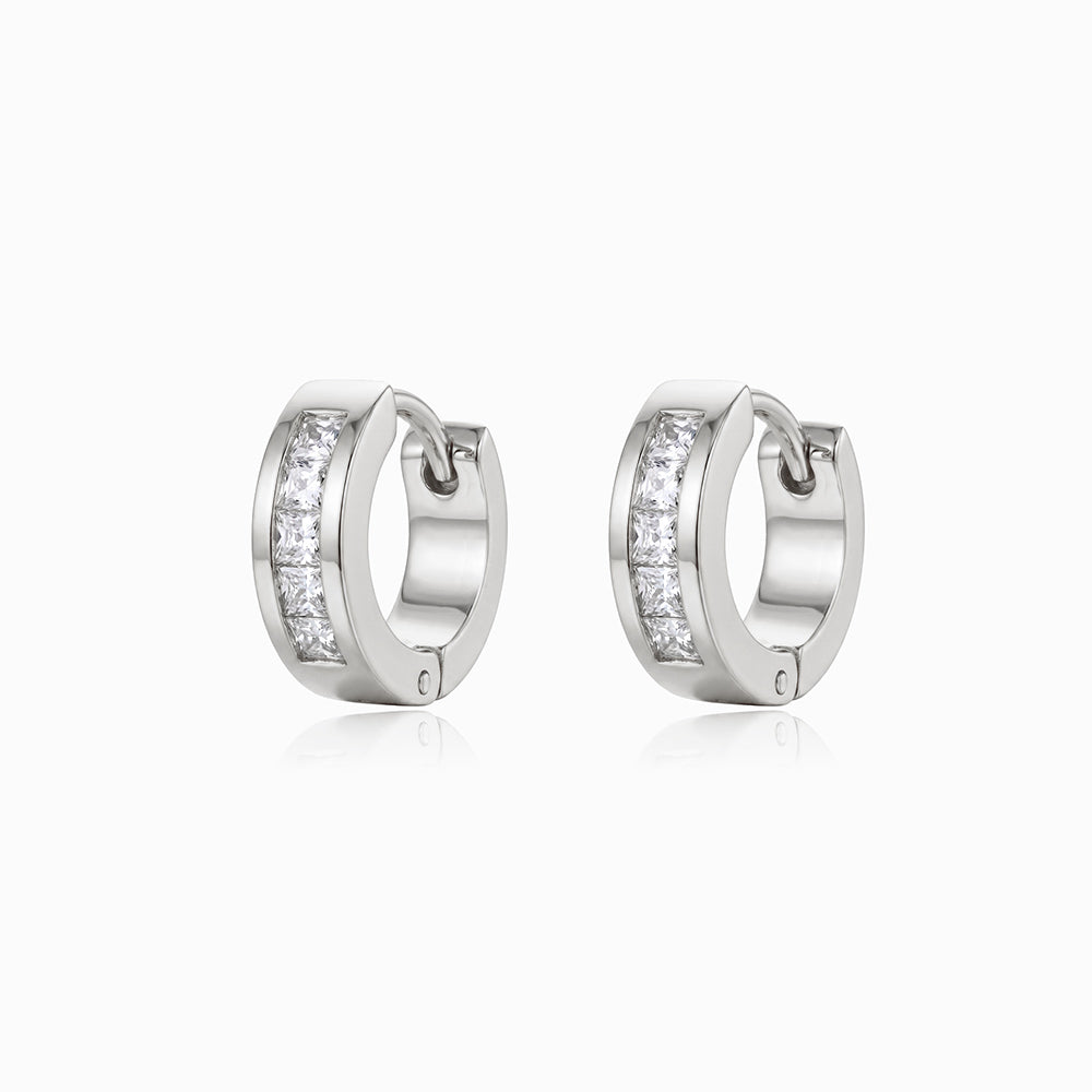 Brincos de Argola com Brilhantes BR3085 - Aço Inox