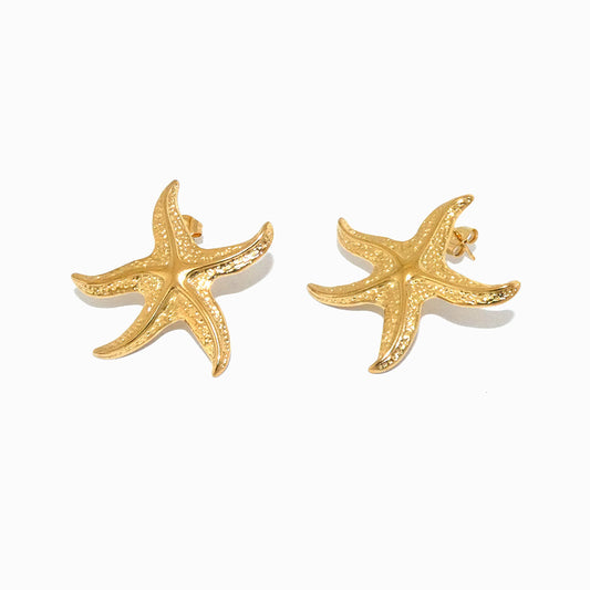 Brincos Estrela do Mar 35x35mm BR1395 - Aço Inox Dourado