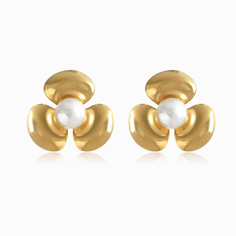 Brincos Flor 32x30mm BR3042 - Aço Inox Dourado
