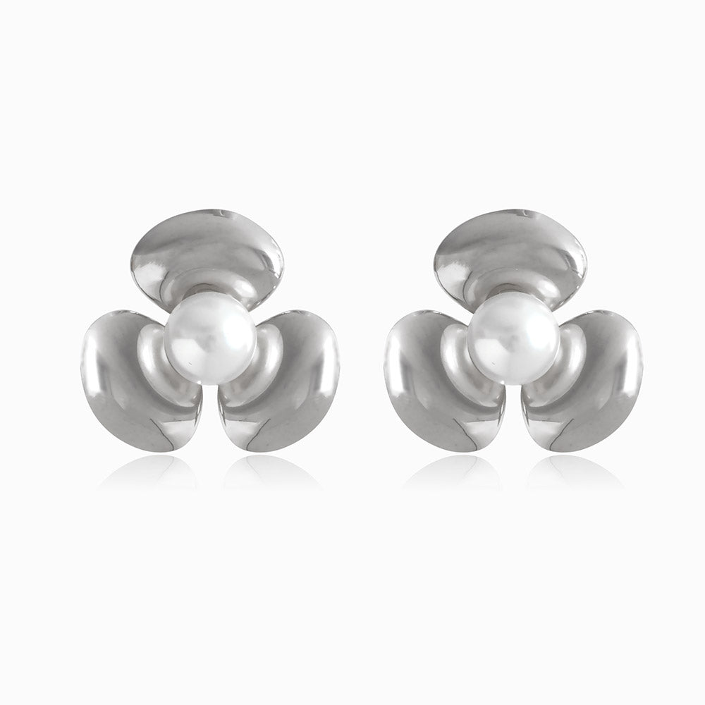 Brincos Flor 32x30mm BR3042 - Aço Inox Prateado