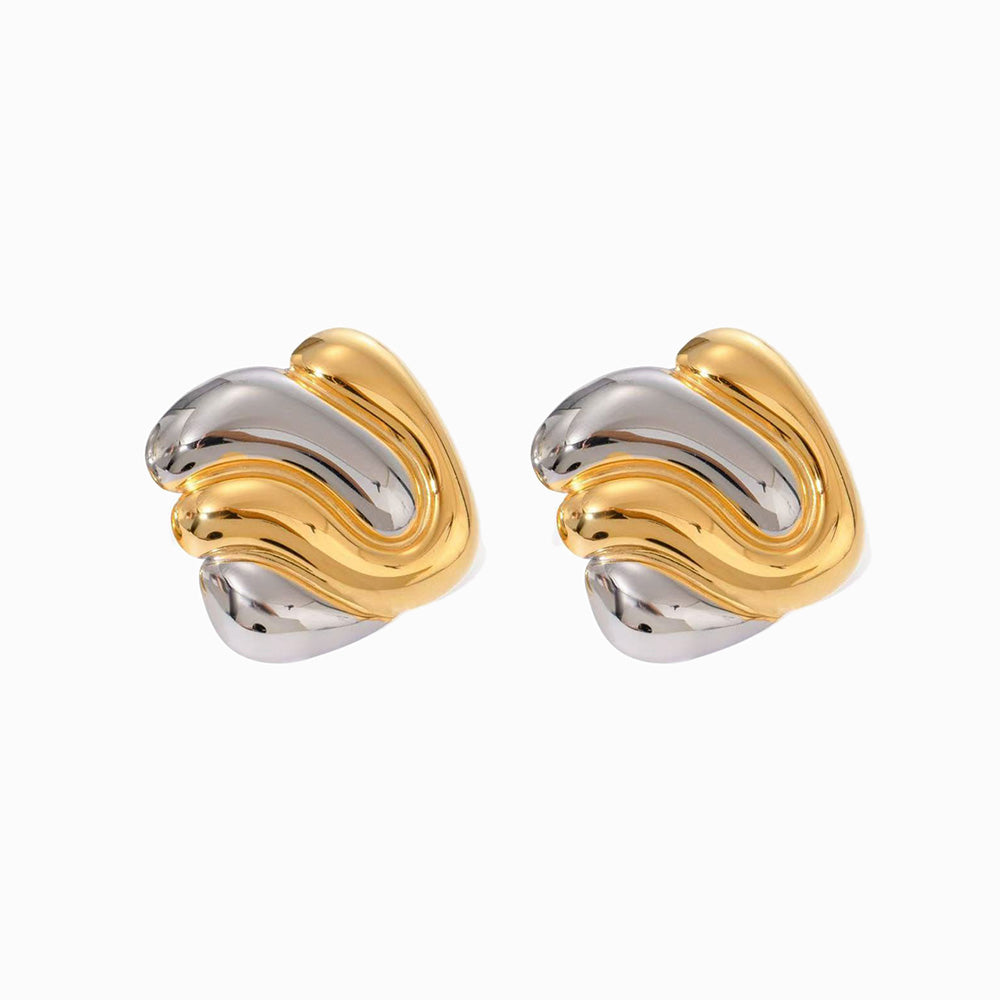 Brincos Geométricos Bicolor 24x24mm BR1408 - Aço Inox