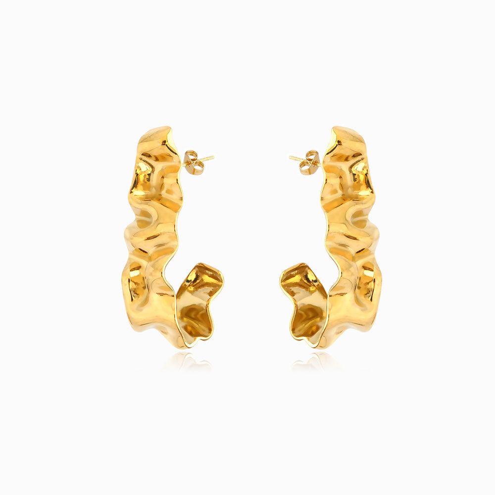 Brincos Geométricos 38x16mm BR1384 - Aço Inox Dourado