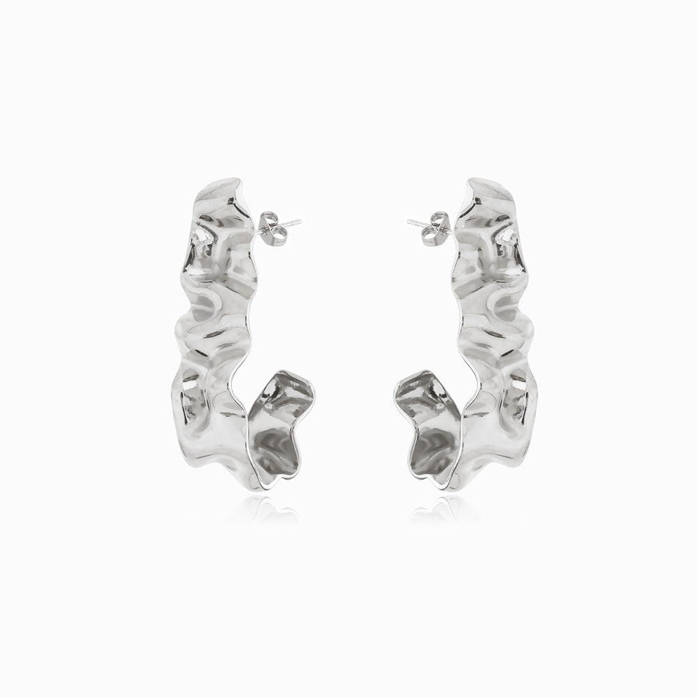 Brincos Geométricos 38x16mm BR1384 - Aço Inox Prateado