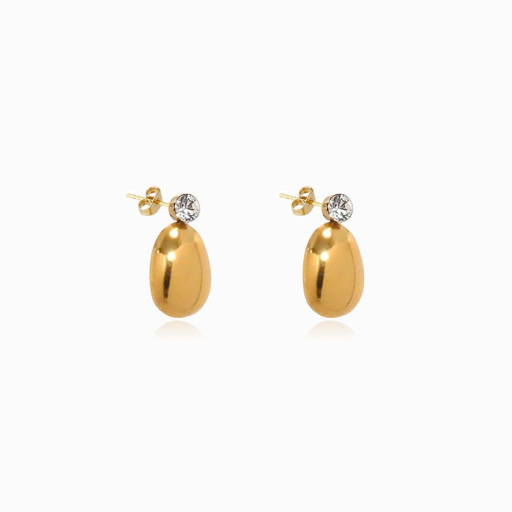 Brincos Geométricos 20x11mm BR1411 - Aço Inox Dourado