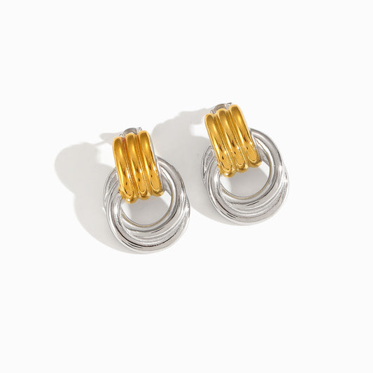 Brincos Geométricos 31x22mm BR1415- Aço Inox