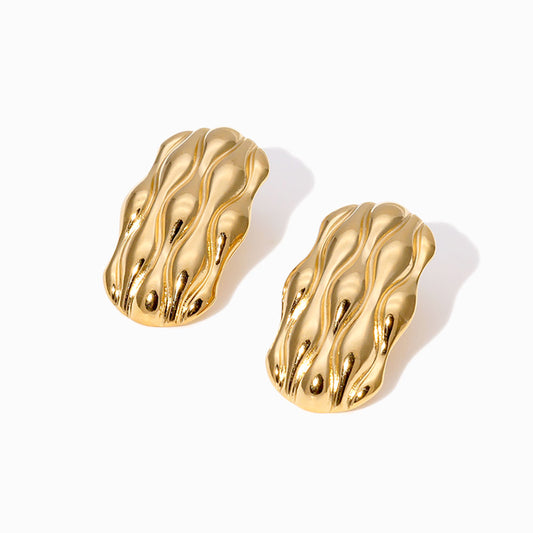 Brincos Geométricos 30x17mm BR1417- Aço Inox Dourado
