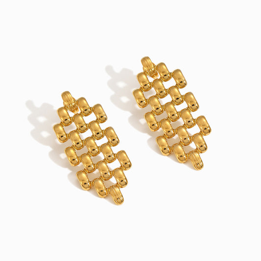 Brincos Geométricos 47x18mm BR1420 - Aço Inox Dourado