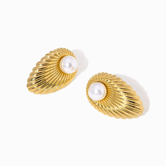Brincos Geométricos 24x16mm BR1430 - Aço Inox Dourado