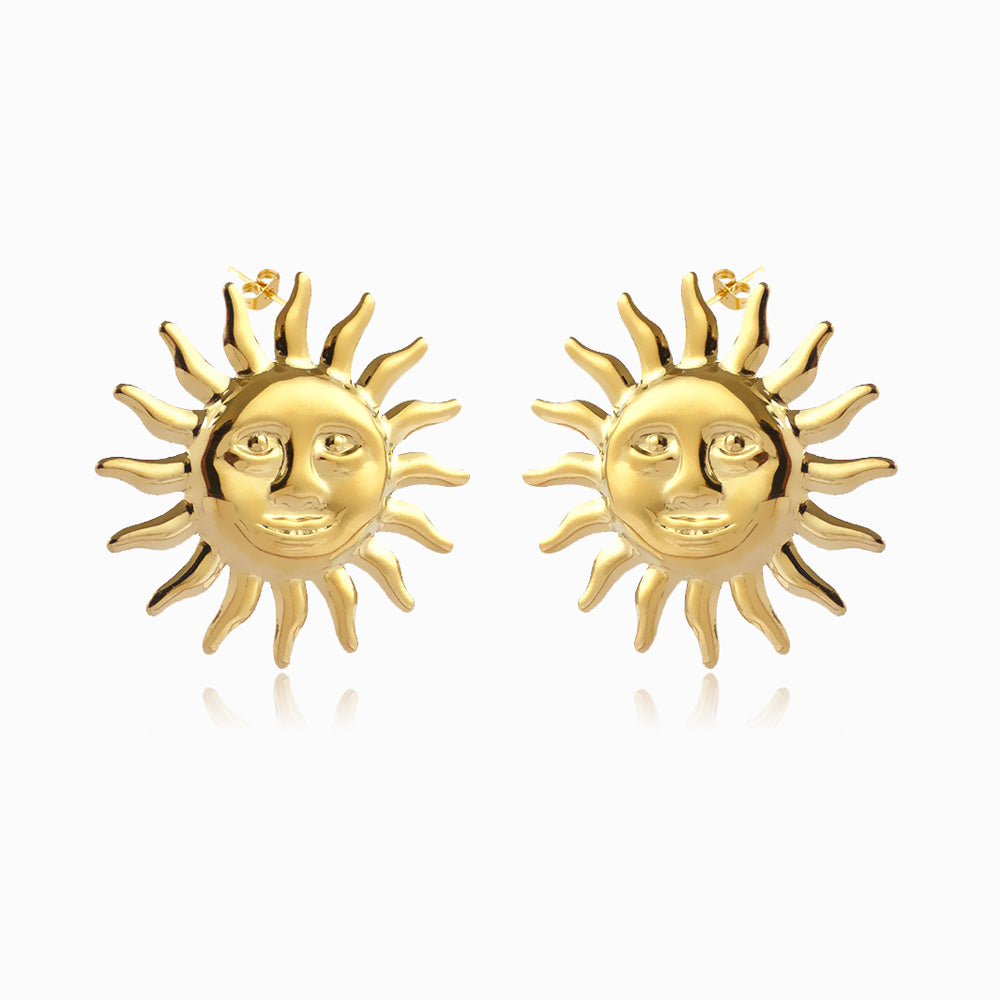 Brincos Sol 41x41mm BR1387 - Aço Inox Dourado