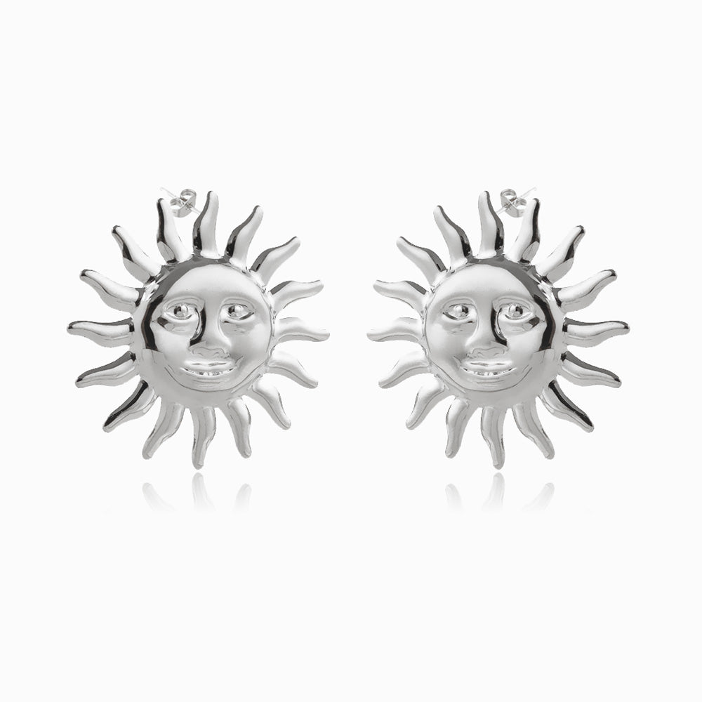 Brincos Sol 41x41mm BR1387 - Aço Inox Prateado