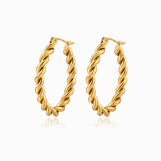 Brincos Torcidos 33x25mm BR1432 - Aço Inox Dourado