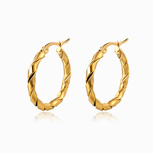 Brincos Torcidos 26x25mm BR1443 - Aço Inox Dourado