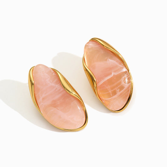 Brincos Vintage 37x20mm BR1468 - Aço Inox com Resina