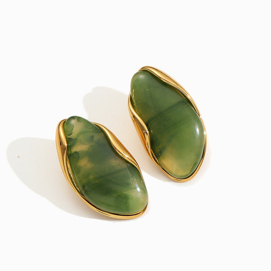 Brincos Vintage 37x20mm BR1469 - Aço Inox com Resina