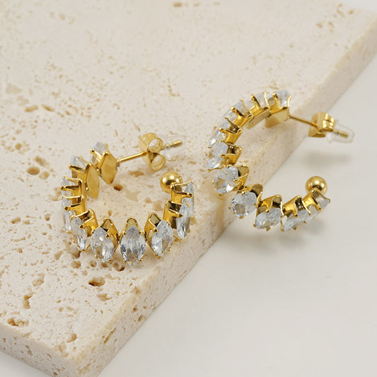 Brincos com Zircónia 30mm BR1482 - Aço Inox