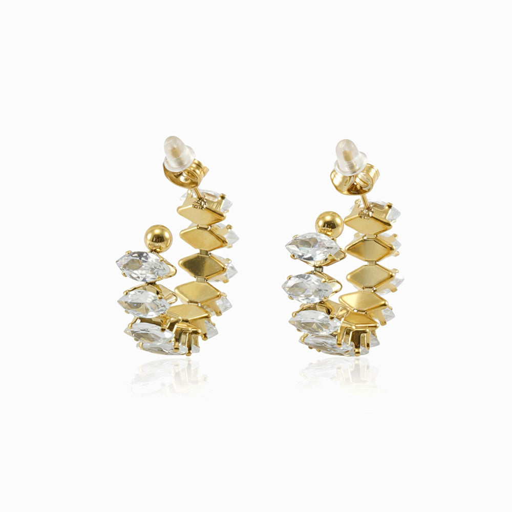 Brincos com Zircónia 30mm BR1482 em Fundo Branco - Aço Inox