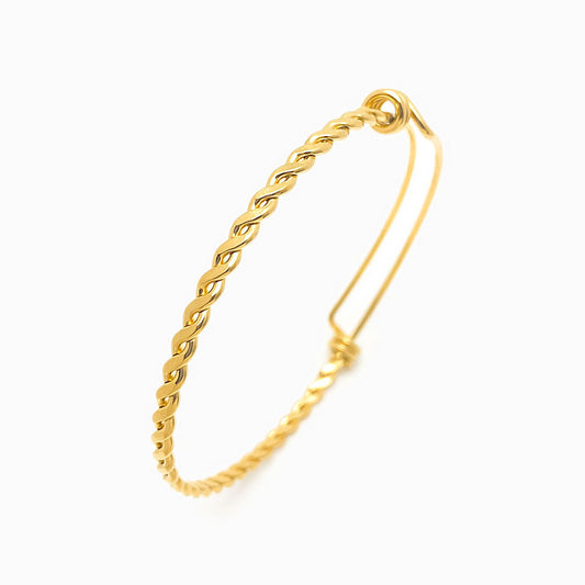 Bracelete Trançada Ajustável SZ1026 - Aço Inox Dourado