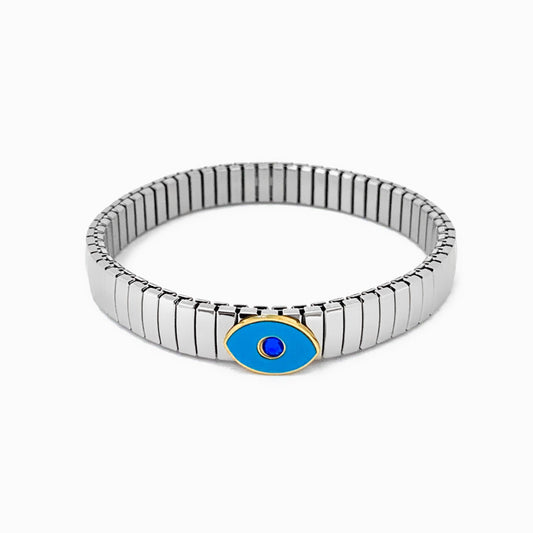 Bracelete Elástica com Olho Turco SZ1049 - Aço Inox Prateado