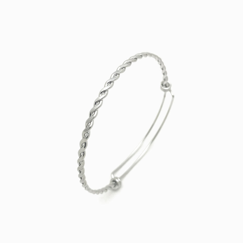 Bracelete Trançada Ajustável - Aço Inox Prateado