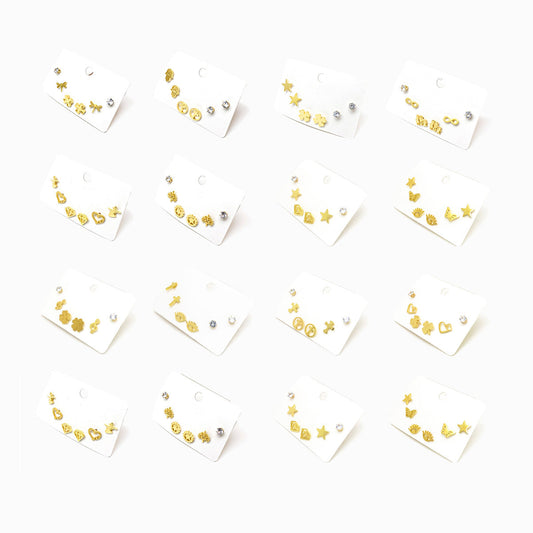 Conjuntos 12 packs brincos aço inox dourado BR1001
