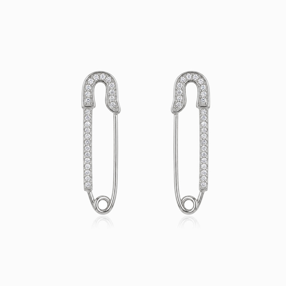 Brincos Alfinetes de Ama com Brilhantes 31x7mm BR1885P-MBE030 - Aço Inox