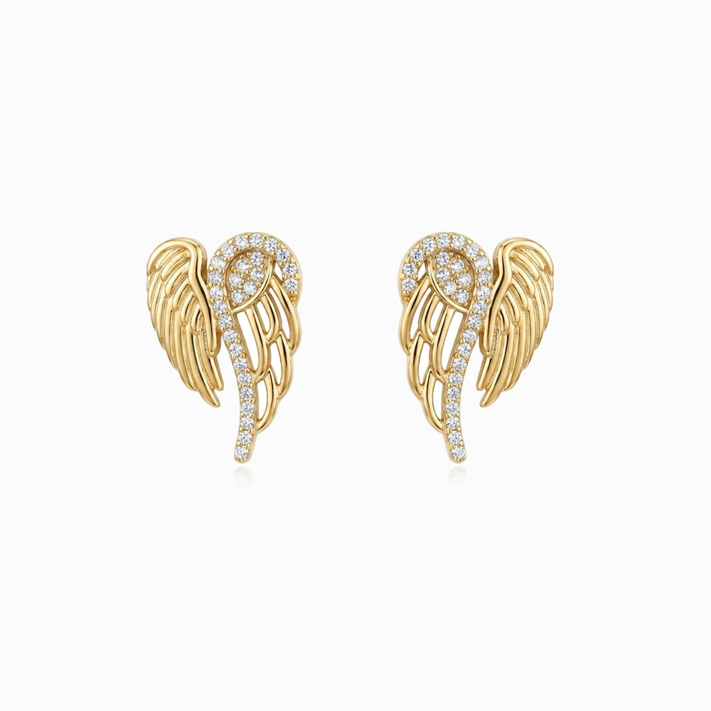 Brincos Asas de Anjo com Brilhantes BR1917D-MBE025 - Aço Inox