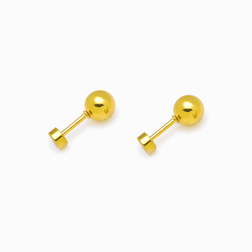 Brincos Bola 6x14mm BR1223 - Aço Inox Dourado