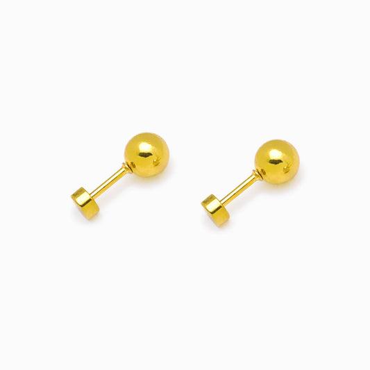 Brincos Bola 6x14mm BR1223 - Aço Inox Dourado