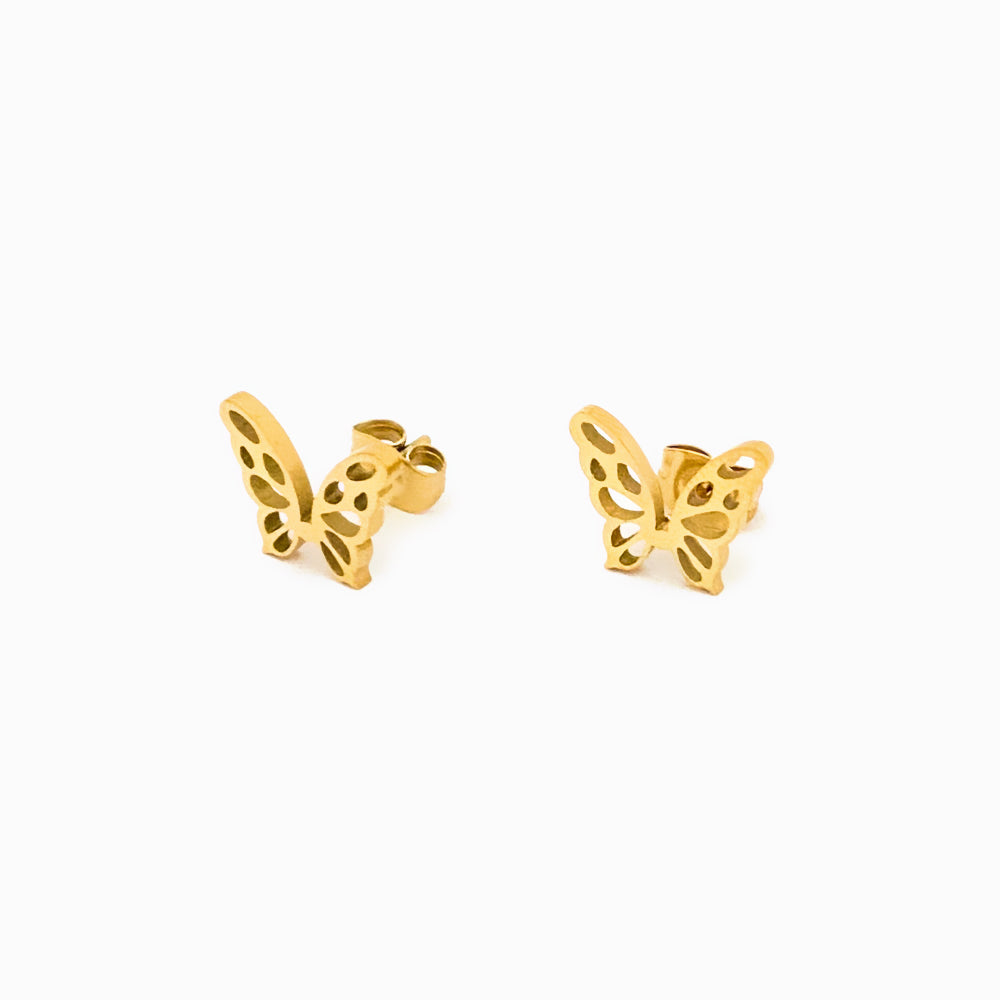 Brincos Borboleta 12x10mm BR1222 - Aço Inox Dourado