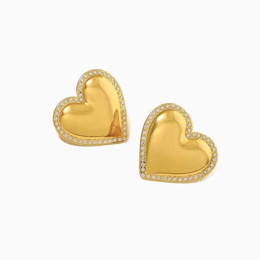 Brincos Coração 28x26mm BR1823D-YCR125 - Aço Inox