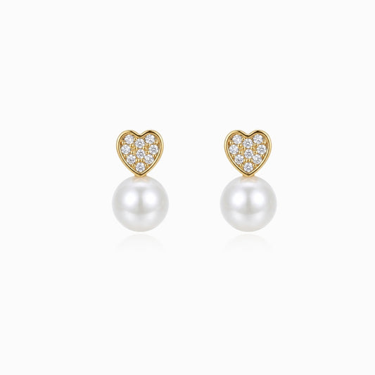 Brincos Coração com Pérolas BR3153D-ENE010