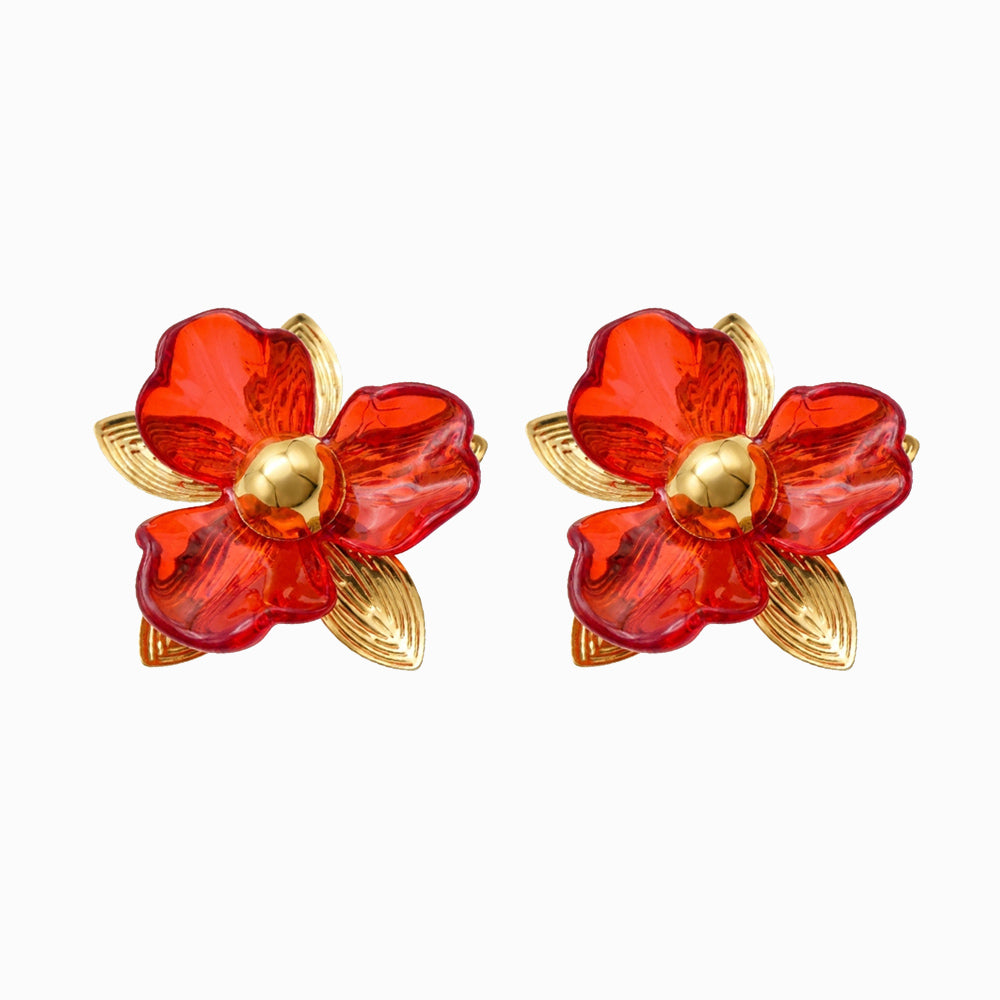 Brincos Flor 45x44mm BR1715A-MBE018 - Aço Inox e Resina