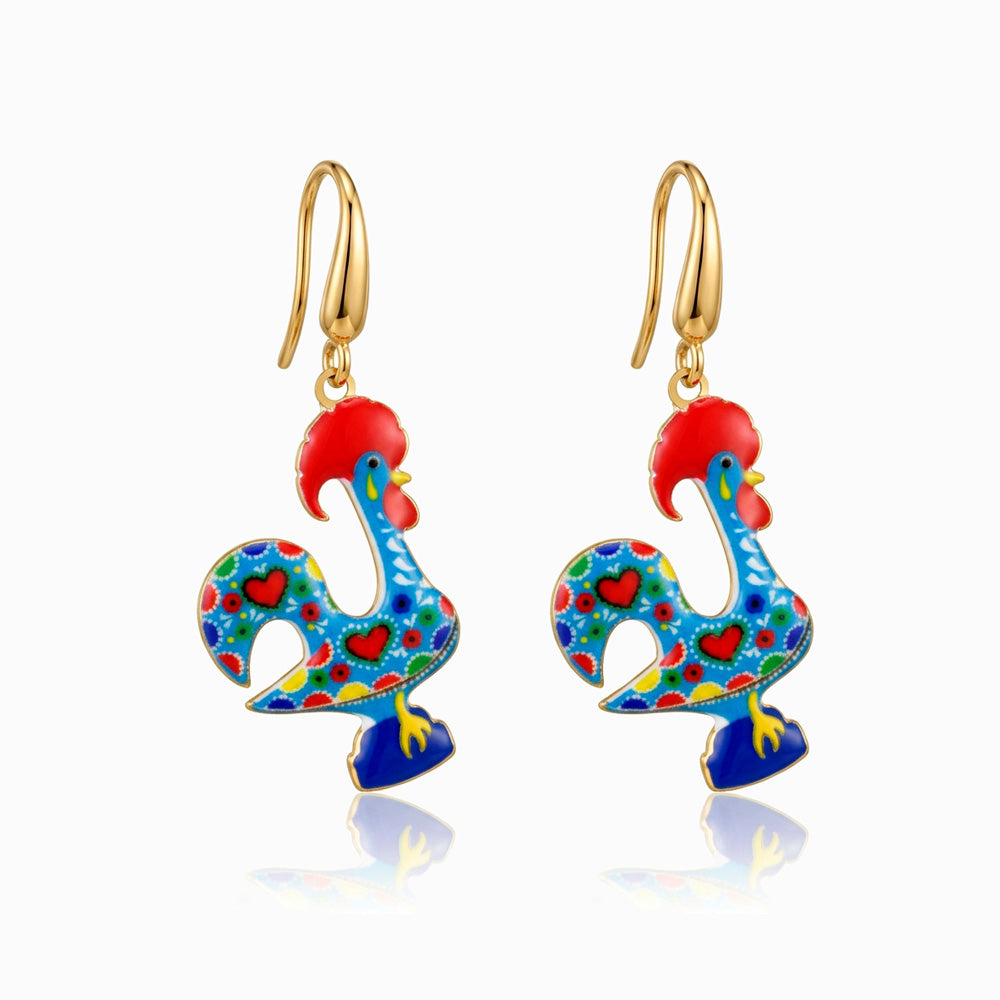 Brincos Galo de Barcelos 40x17mm BR1572 - Aço Inox