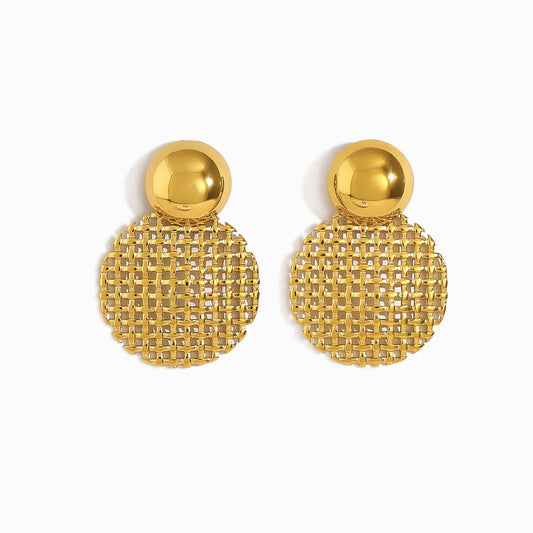 Brincos Geométricos 50x35mm BR1512 - Aço Inox Dourado