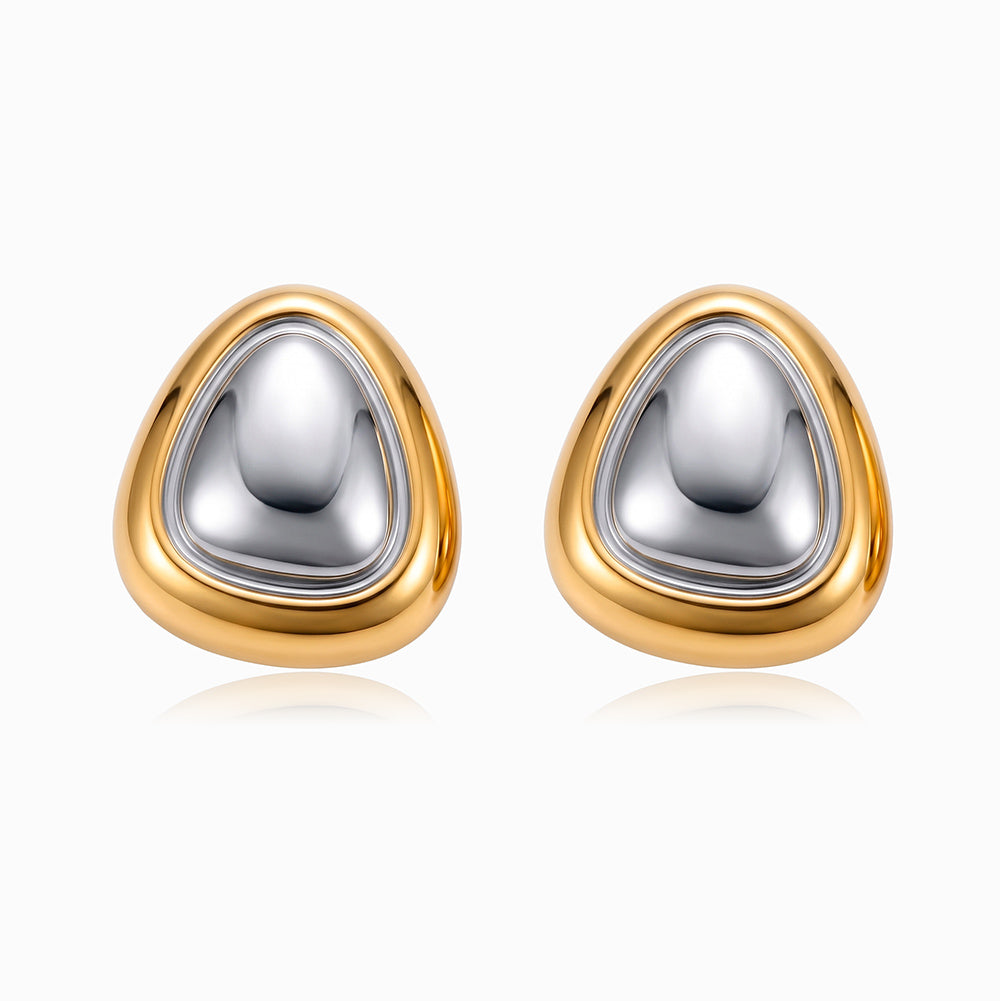 Brincos Geométricos Bicolor 27x23mm BR1685 - Aço Inox
