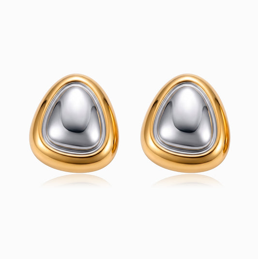 Brincos Geométricos Bicolor 27x23mm BR1685 - Aço Inox