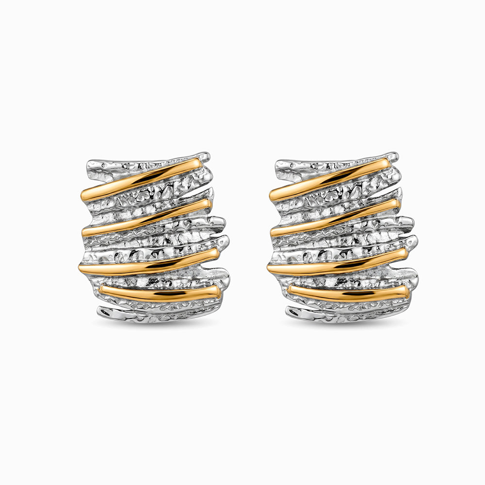 Brincos Geométricos Bicolor 28x27mm BR1688 - Aço Inox