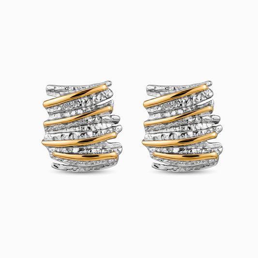 Brincos Geométricos Bicolor 28x27mm BR1688 - Aço Inox