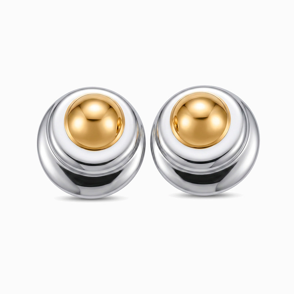 Brincos Geométricos Bicolor 33x33mm BR1687 - Aço Inox