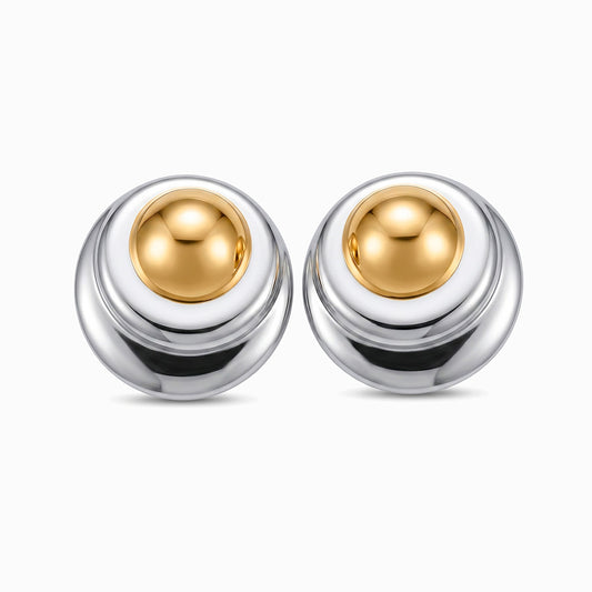 Brincos Geométricos Bicolor 33x33mm BR1687 - Aço Inox