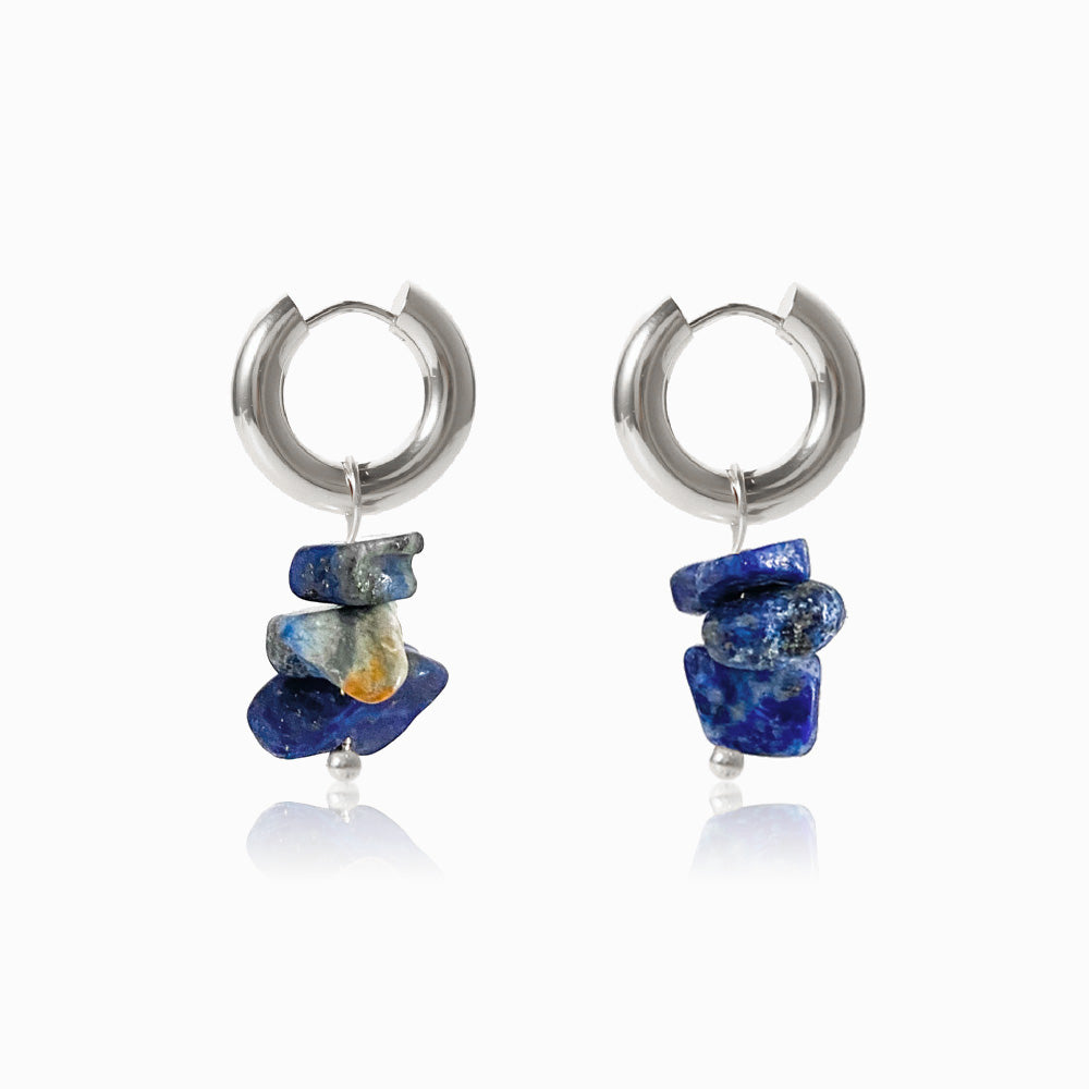 Brincos Lápis-lazuli BR1208 - Aço Inox Prateado