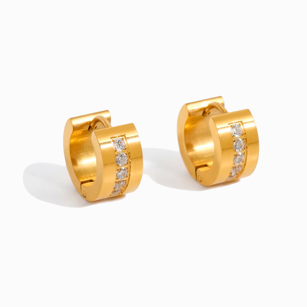 Brincos de Argola com Zircónia 14x13mm BR1693 - Aço Inox