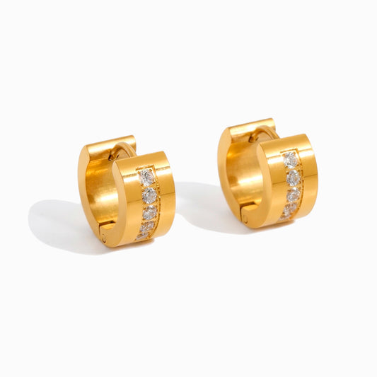 Brincos de Argola com Zircónia 14x13mm BR1693 - Aço Inox